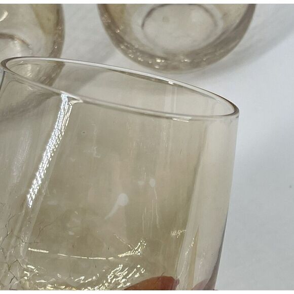 Pier 1 One Crackle Old Fashioned Lowball Glasses Golden Luster Amber Set Of 3 - Picture 6 of 7